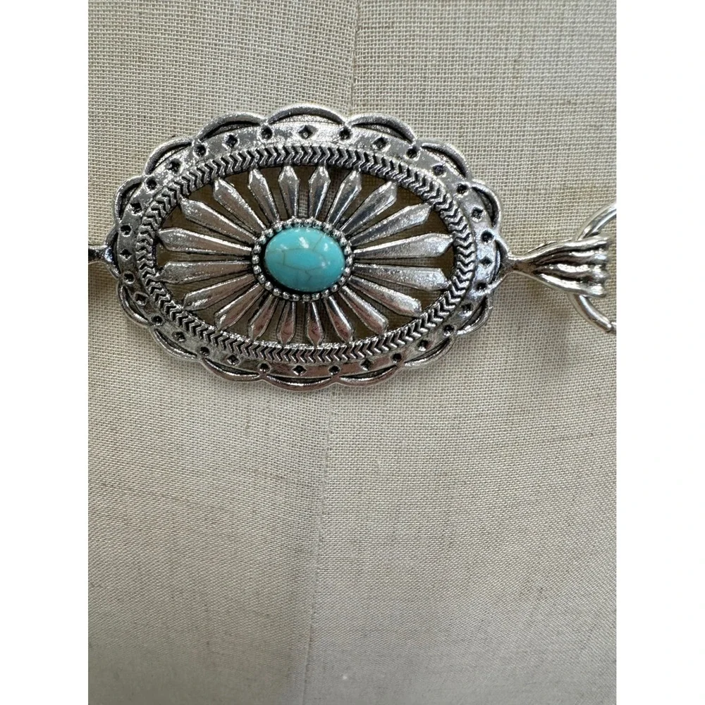 Unbranded Silver Turquoise Concho Chain Belt Womens OS‎ Western Boho Festival